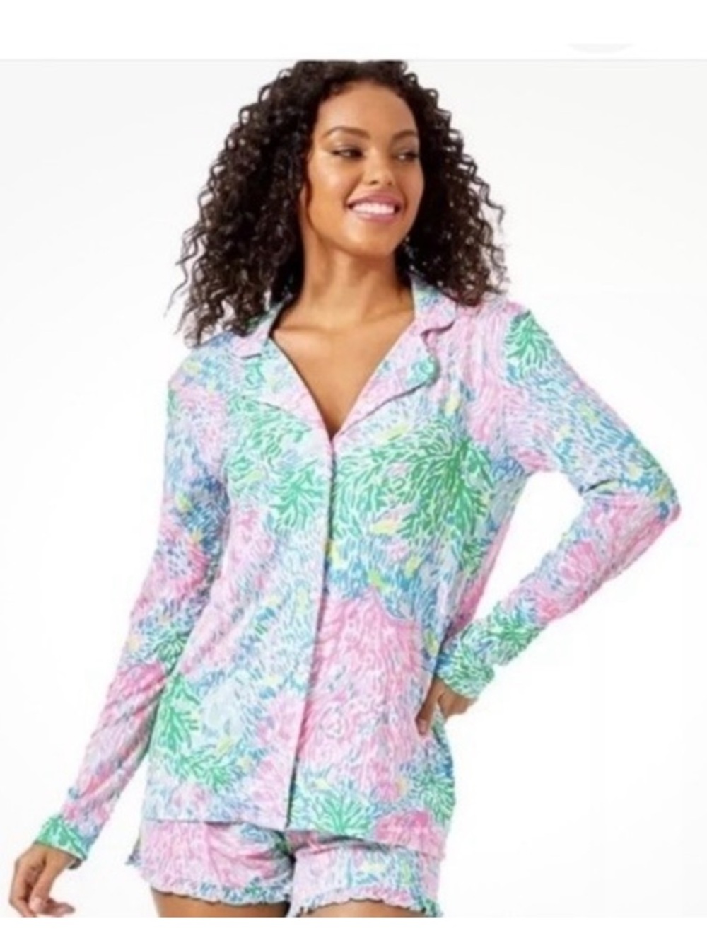 Lilly Pulitzer Button-Up Shorts Pajama Set